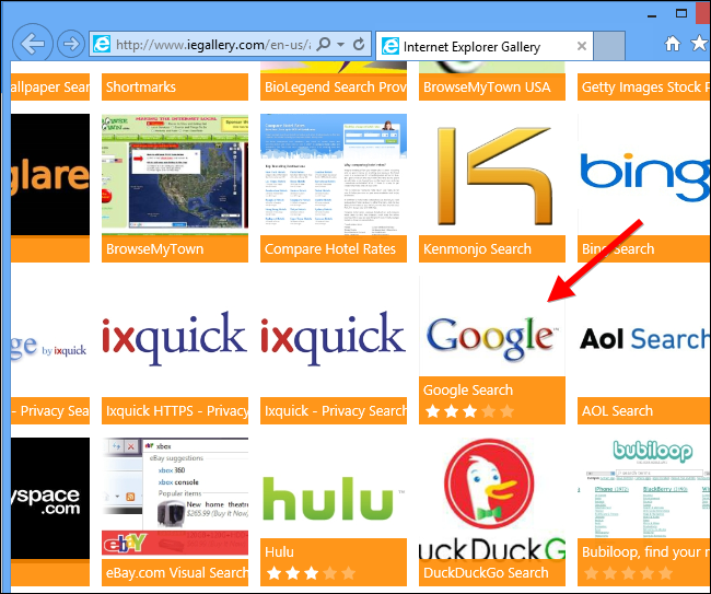 IE Find More Search Providers